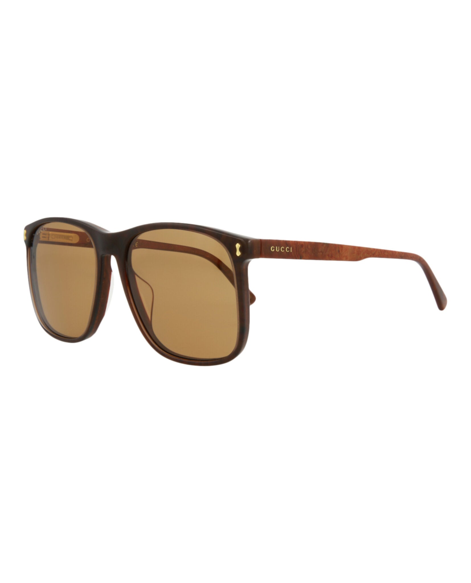 Gucci Mens Square/Rectangle Brown Brown Brown Fashion Designer Eyewear