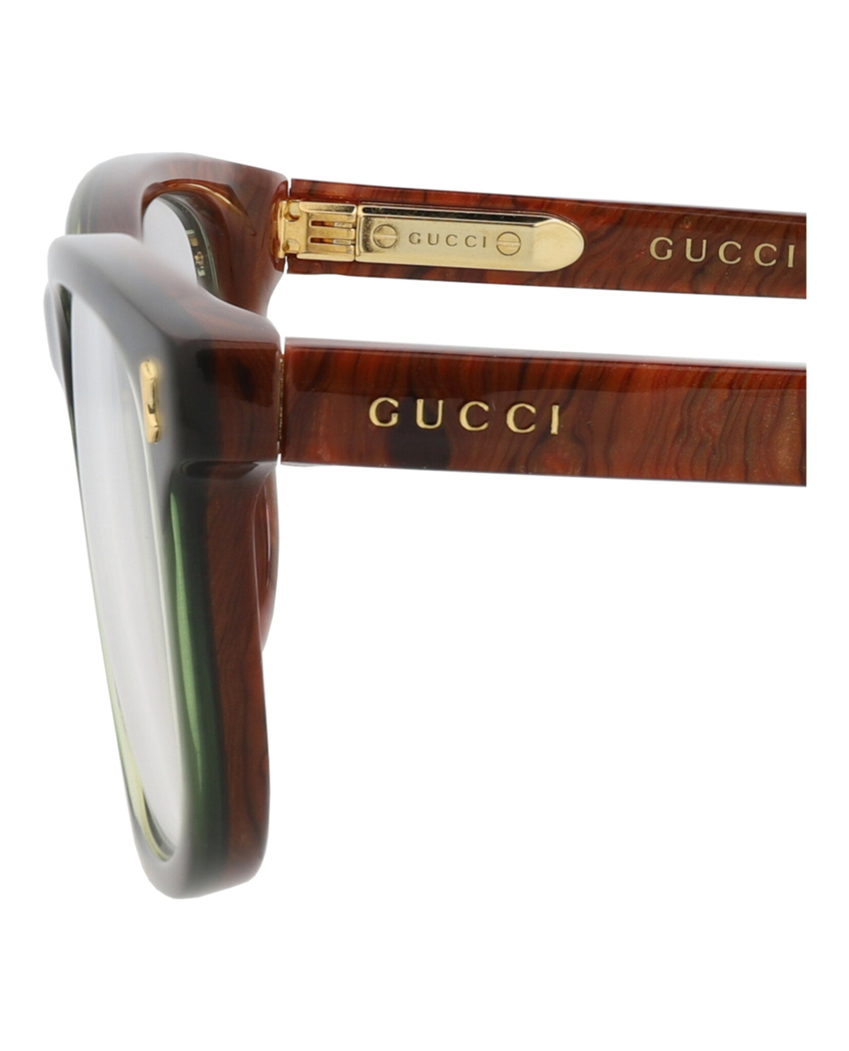 Gucci Mens Square/Rectangle Green Brown Transparent Fashion Designer Eyewear