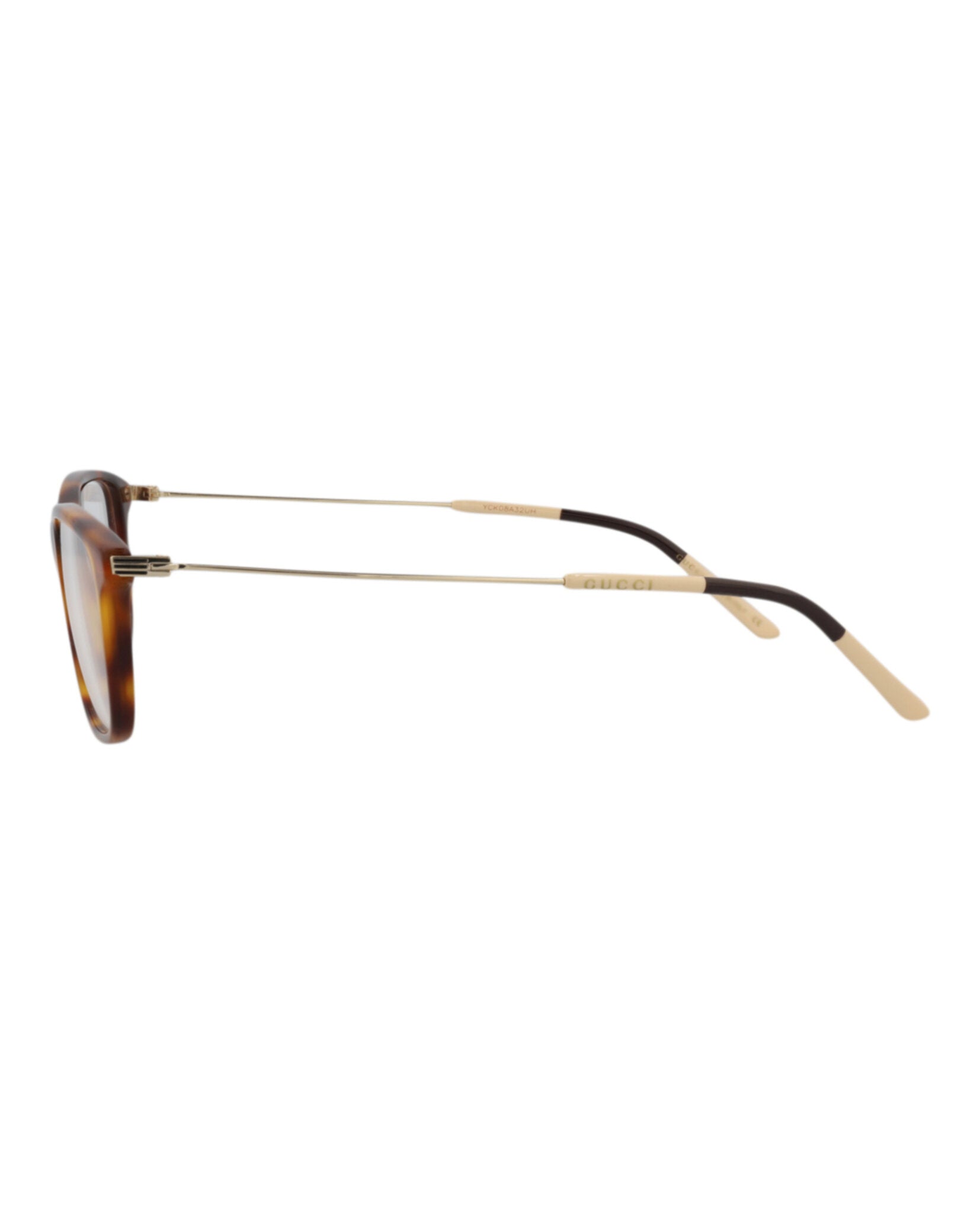 Gucci Gucci Mens Square/Rectangle Havana Gold Transparent Fashion Designer Eyewear