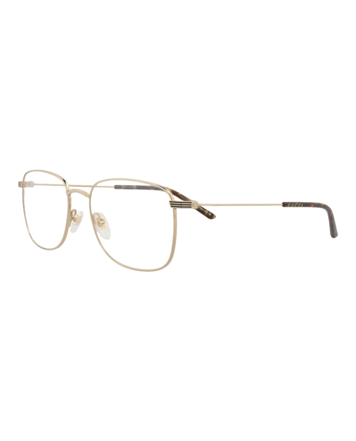 Gucci Mens Square/Rectangle Gold Gold Transparent Fashion Designer Eyewear