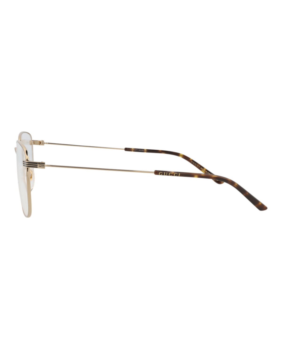 Gucci Mens Square/Rectangle Gold Gold Transparent Fashion Designer Eyewear