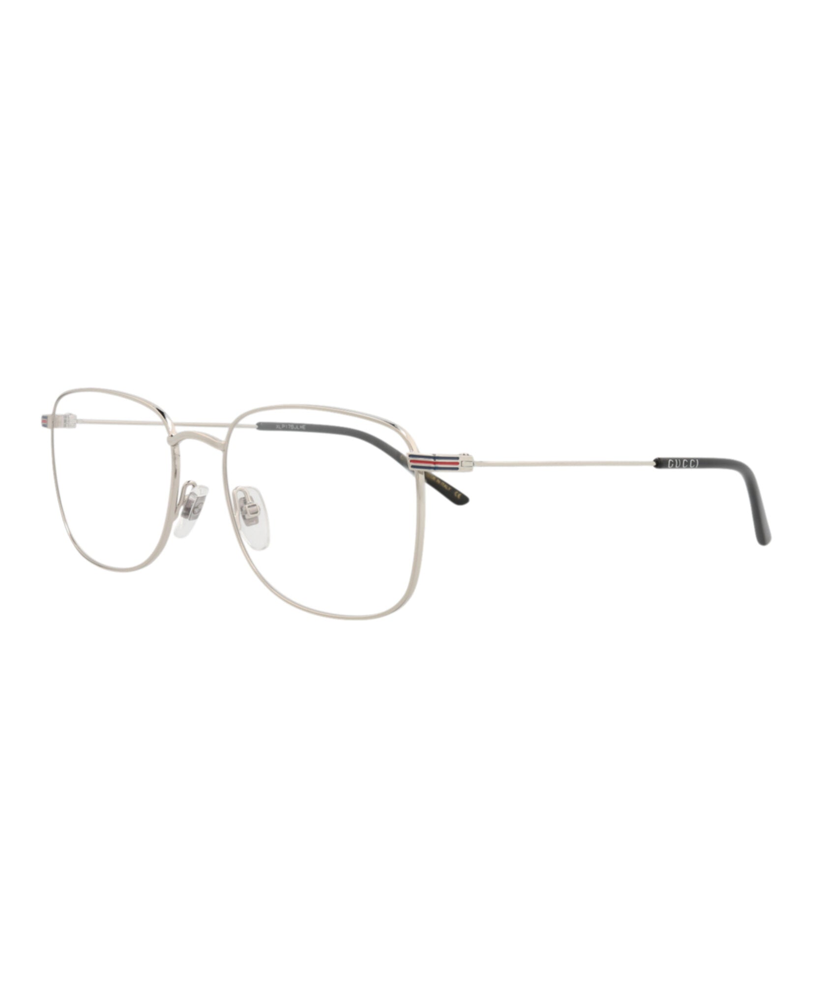 Gucci Mens Square/Rectangle Silver Silver Transparent Fashion Designer Eyewear