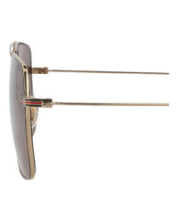 Gucci Gucci Mens Aviator Gold Gold Brown Fashion Designer Eyewear