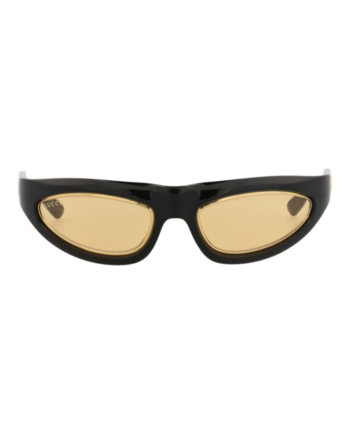 Gucci Gucci Mens Shield/Wrap Black Black Yellow Fashion Designer Eyewear