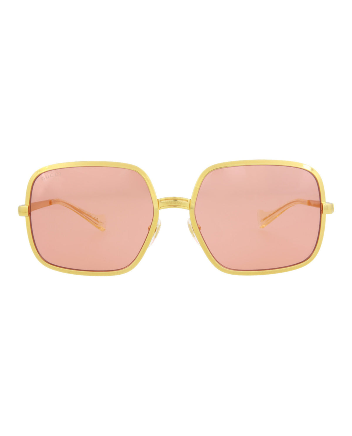 Gucci Gucci Mens Square/Rectangle Gold Gold Red Fashion Designer Eyewear