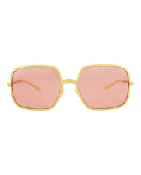 Gucci Gucci Mens Square/Rectangle Gold Gold Red Fashion Designer Eyewear