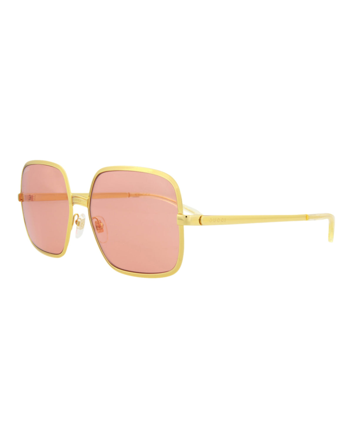 Gucci Gucci Mens Square/Rectangle Gold Gold Red Fashion Designer Eyewear