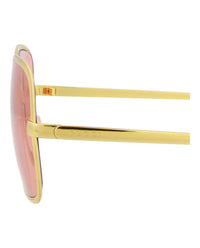 Gucci Gucci Mens Square/Rectangle Gold Gold Red Fashion Designer Eyewear