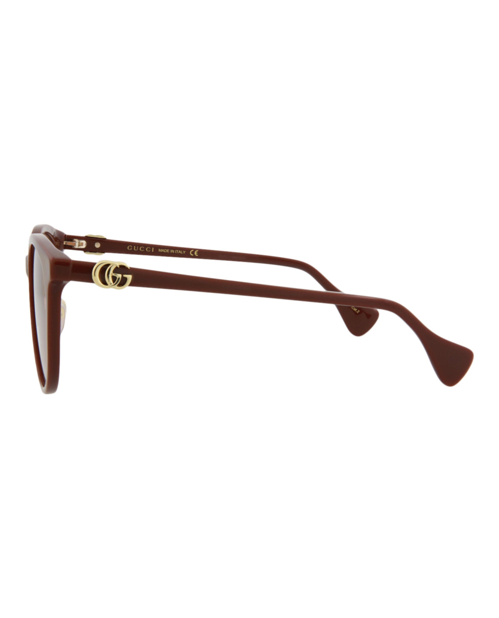Gucci Womens Round/Oval Burgundy Burgundy Red Fashion Designer Eyewear
