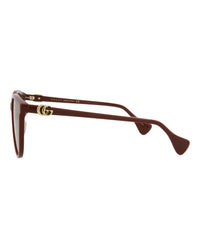 Gucci Womens Round/Oval Burgundy Burgundy Red Fashion Designer Eyewear