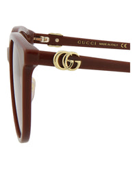 Gucci Womens Round/Oval Burgundy Burgundy Red Fashion Designer Eyewear