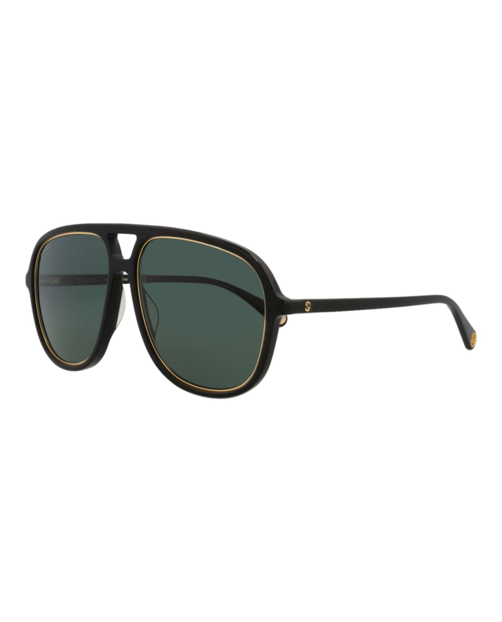 Gucci Womens Aviator Black Black Green Fashion Designer Eyewear