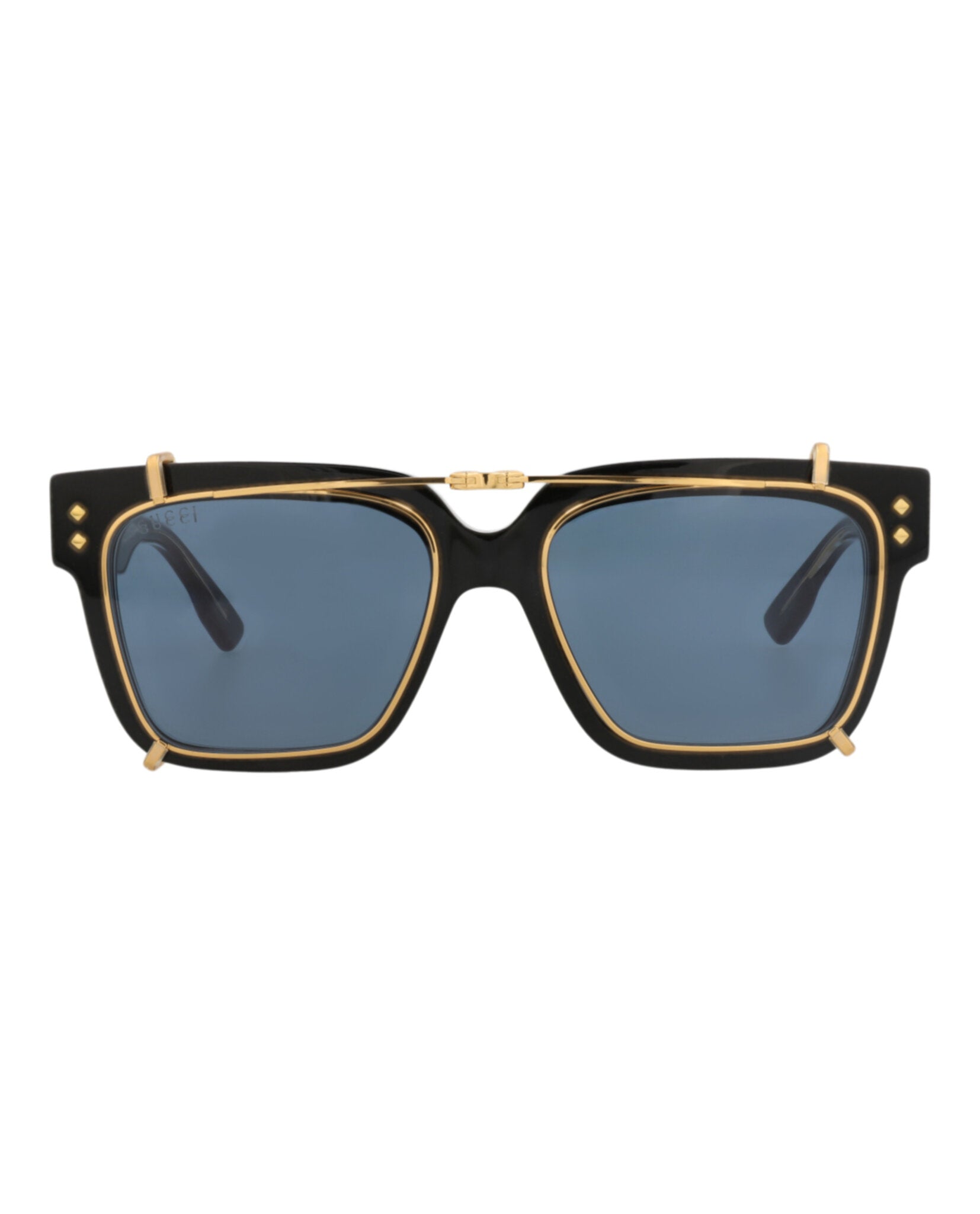 Gucci Gucci Mens Square/Rectangle Black Black Light Blue Fashion Designer Eyewear