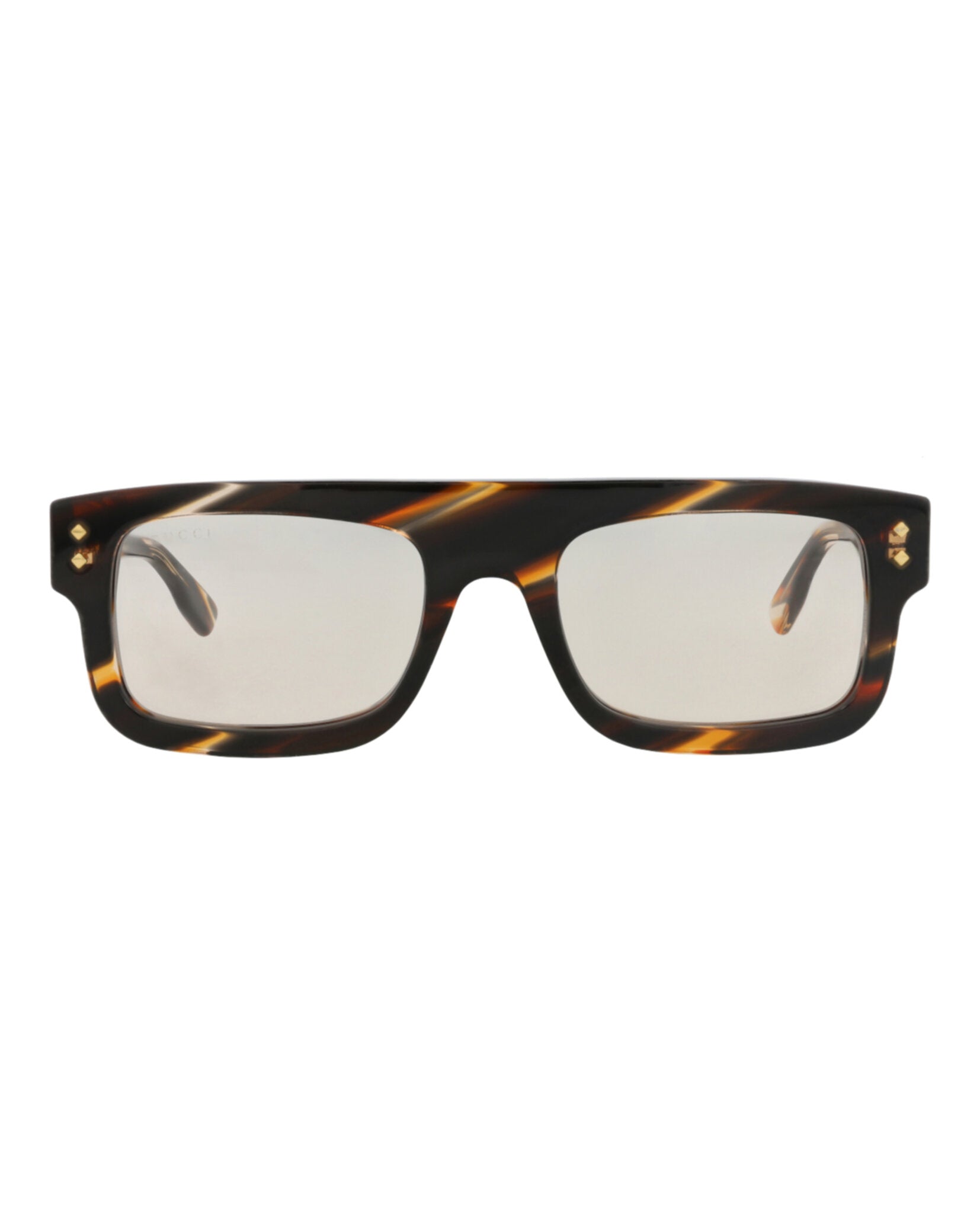 Gucci Gucci Mens Square/Rectangle Havana Havana Yellow Fashion Designer Eyewear