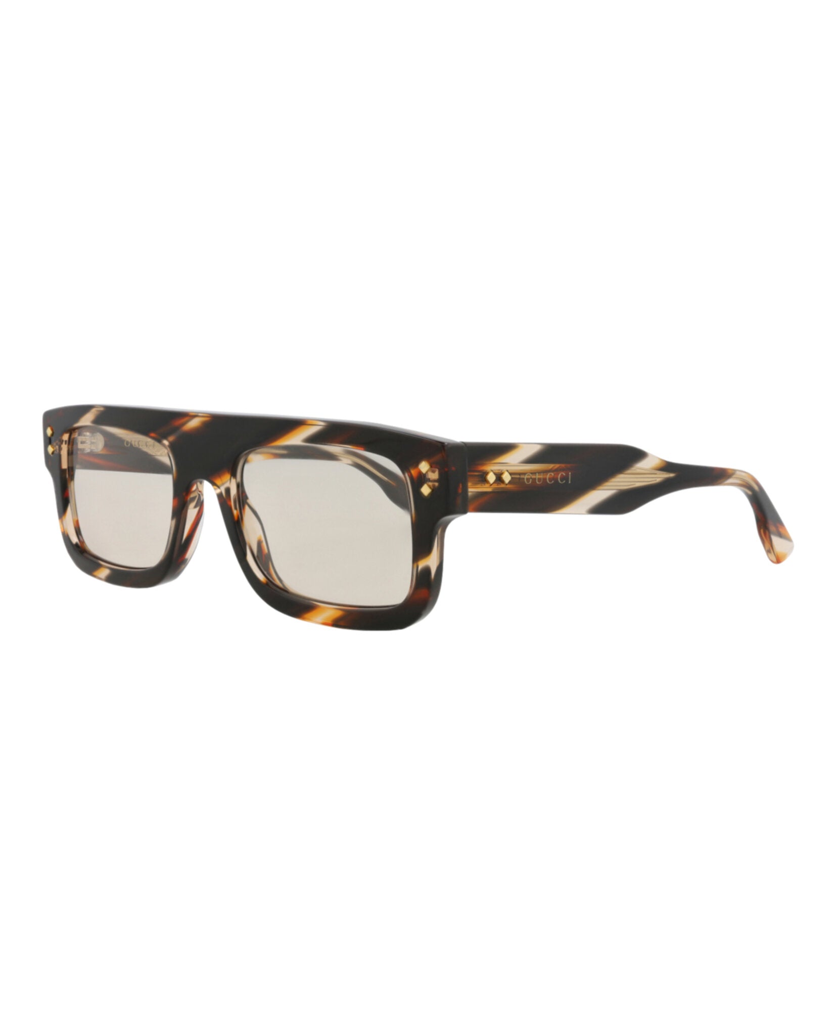Gucci Gucci Mens Square/Rectangle Havana Havana Yellow Fashion Designer Eyewear