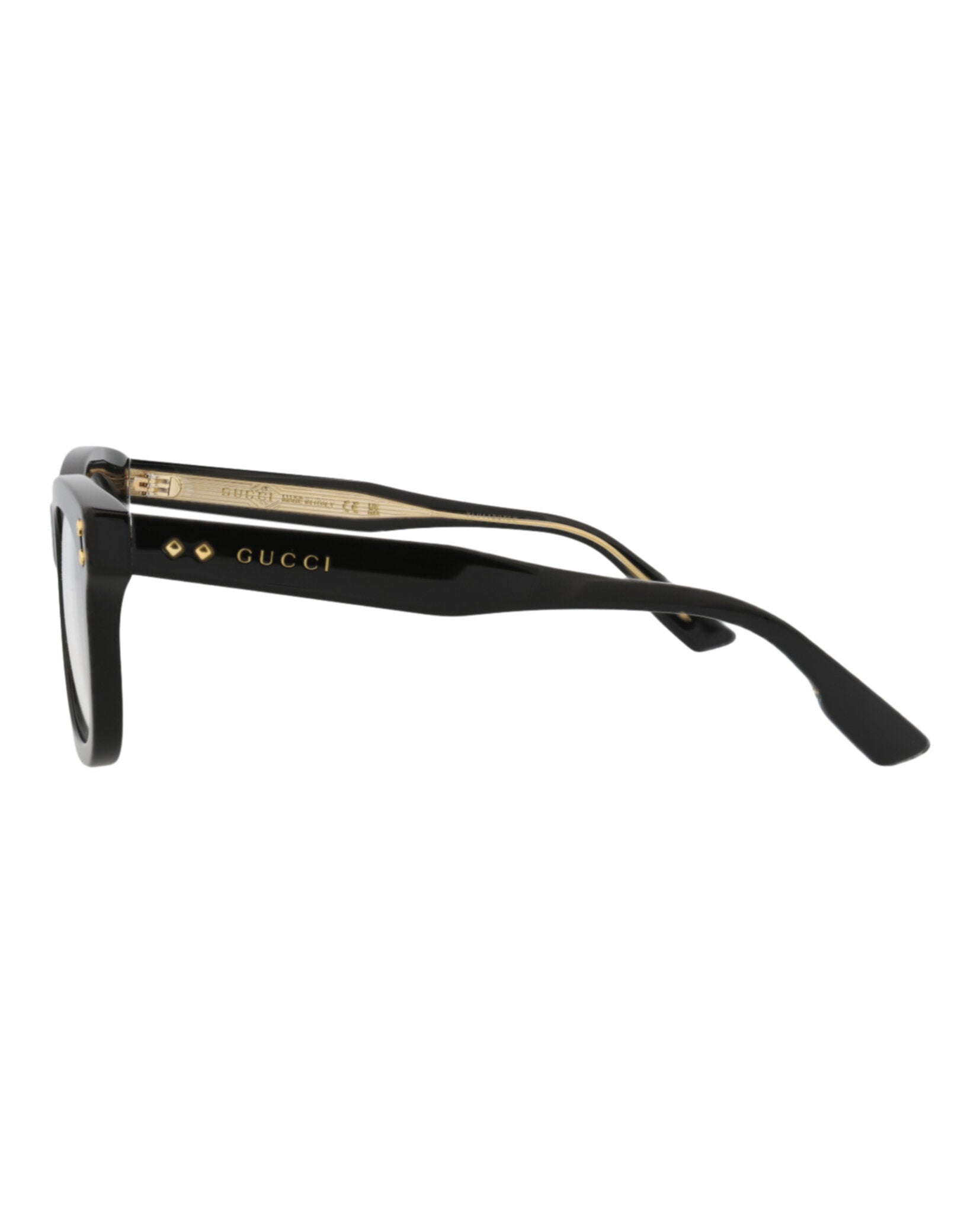 Gucci Womens Square/Rectangle Black Black Transparent Fashion Designer Eyewear