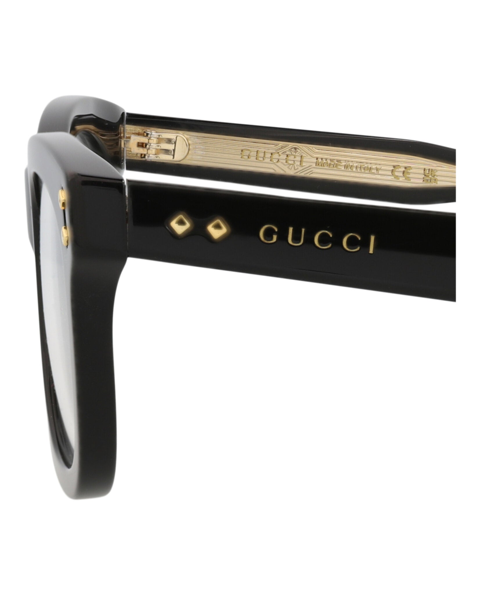 Gucci Womens Square/Rectangle Black Black Transparent Fashion Designer Eyewear