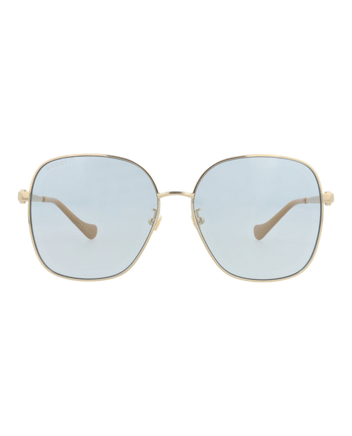 Gucci Womens Square/Rectangle Gold Gold Light Blue Fashion Designer Eyewear
