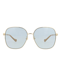 Gucci Womens Square/Rectangle Gold Gold Light Blue Fashion Designer Eyewear
