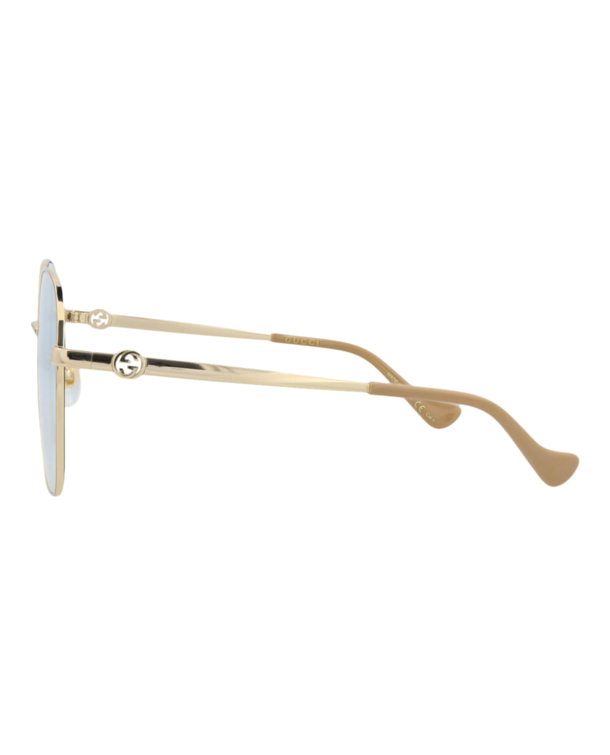 Gucci Womens Square/Rectangle Gold Gold Light Blue Fashion Designer Eyewear