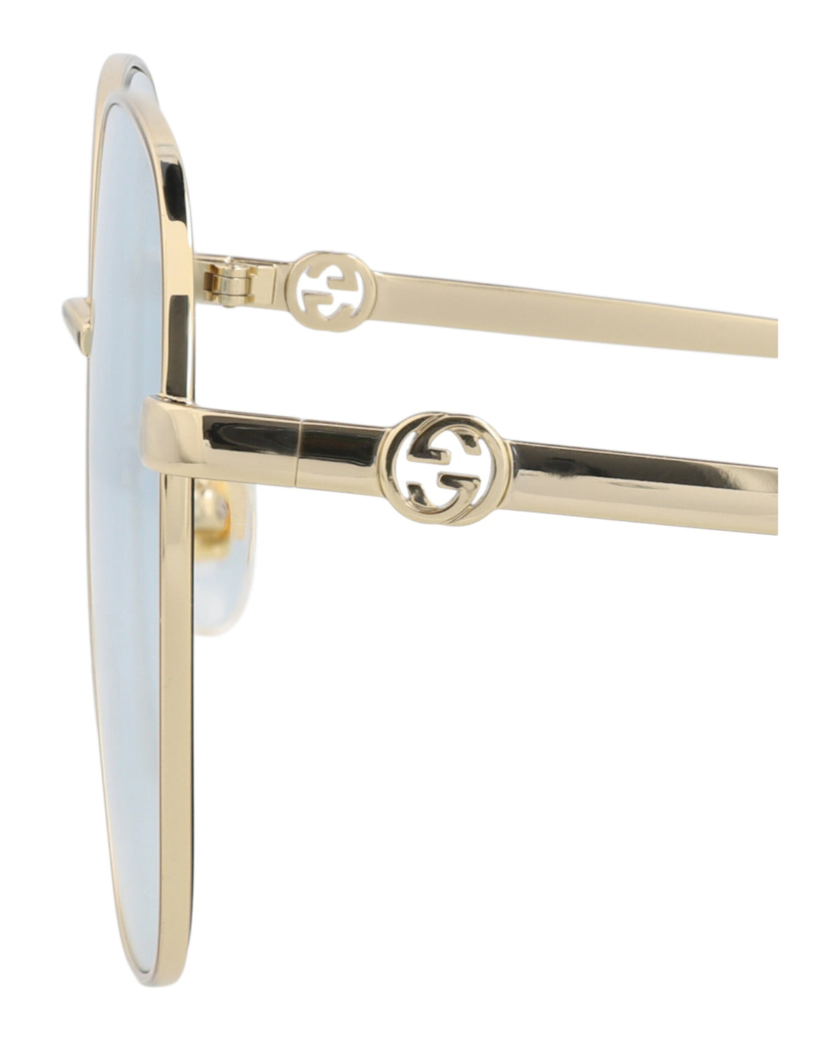 Gucci Womens Square/Rectangle Gold Gold Light Blue Fashion Designer Eyewear