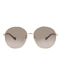 Gucci Gucci Womens Round/Oval Gold Gold Brown Fashion Designer Eyewear