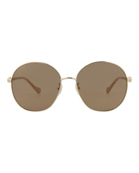 Gucci Womens Round/Oval Gold Gold Brown Fashion Designer Eyewear