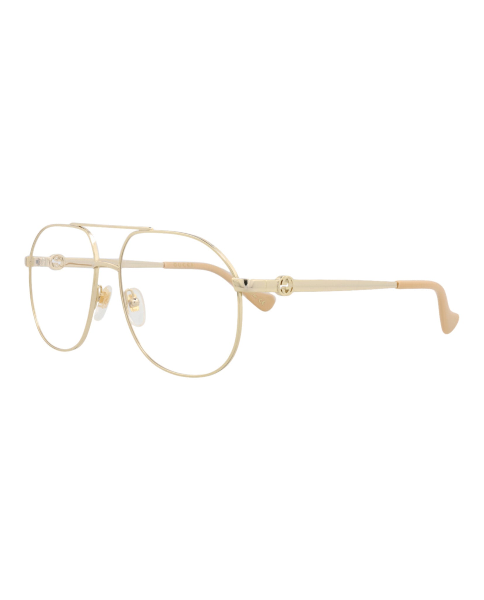 Gucci Gucci Womens Aviator Gold Gold Transparent Fashion Designer Eyewear