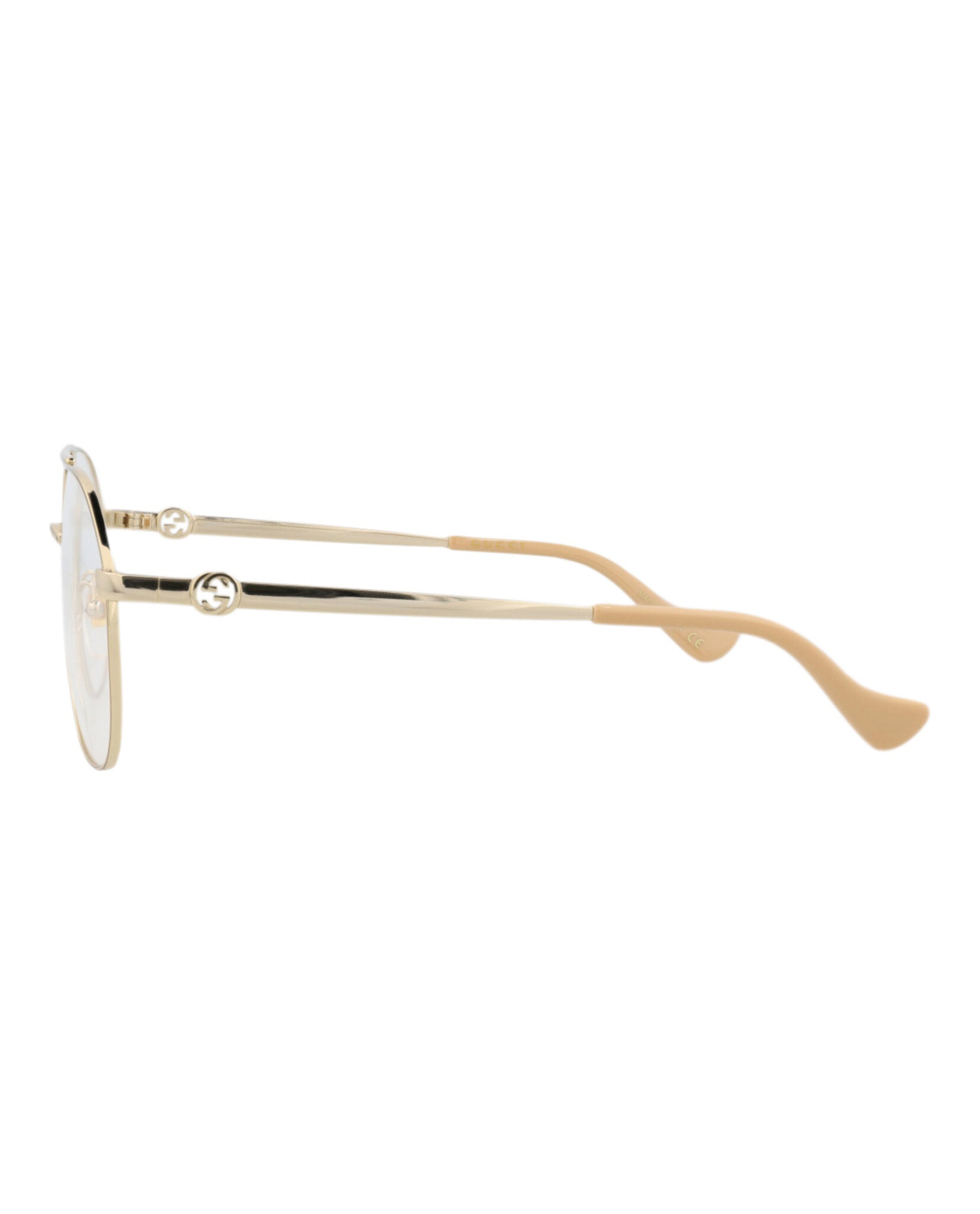 Gucci Gucci Womens Aviator Gold Gold Transparent Fashion Designer Eyewear