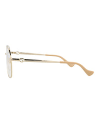 Gucci Gucci Womens Aviator Gold Gold Transparent Fashion Designer Eyewear