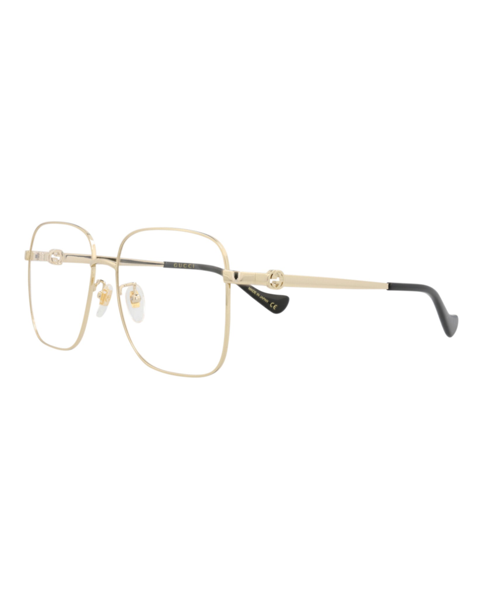 Gucci Gucci Womens Square/Rectangle Gold Gold Transparent Fashion Designer Eyewear