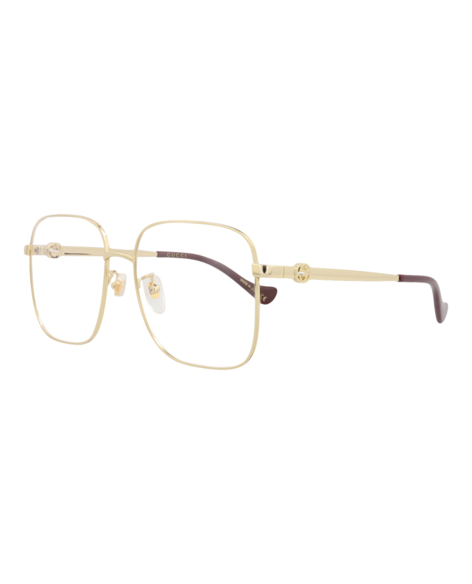 Gucci Gucci Womens Square/Rectangle Gold Gold Transparent Fashion Designer Eyewear