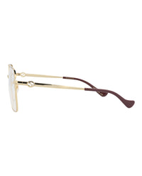 Gucci Gucci Womens Square/Rectangle Gold Gold Transparent Fashion Designer Eyewear