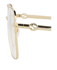 Gucci Gucci Womens Square/Rectangle Gold Gold Transparent Fashion Designer Eyewear