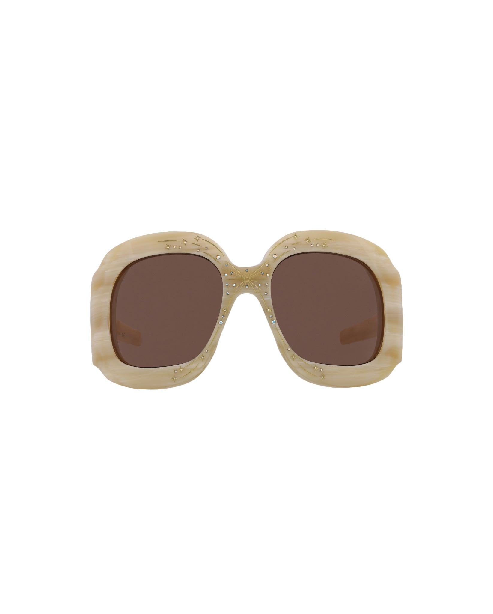 Gucci Womens Shield/Wrap Beige Beige Brown Fashion Designer Eyewear Beige Beige Brown