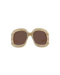 Gucci Womens Shield/Wrap Beige Beige Brown Fashion Designer Eyewear Beige Beige Brown