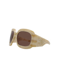 Gucci Womens Shield/Wrap Beige Beige Brown Fashion Designer Eyewear