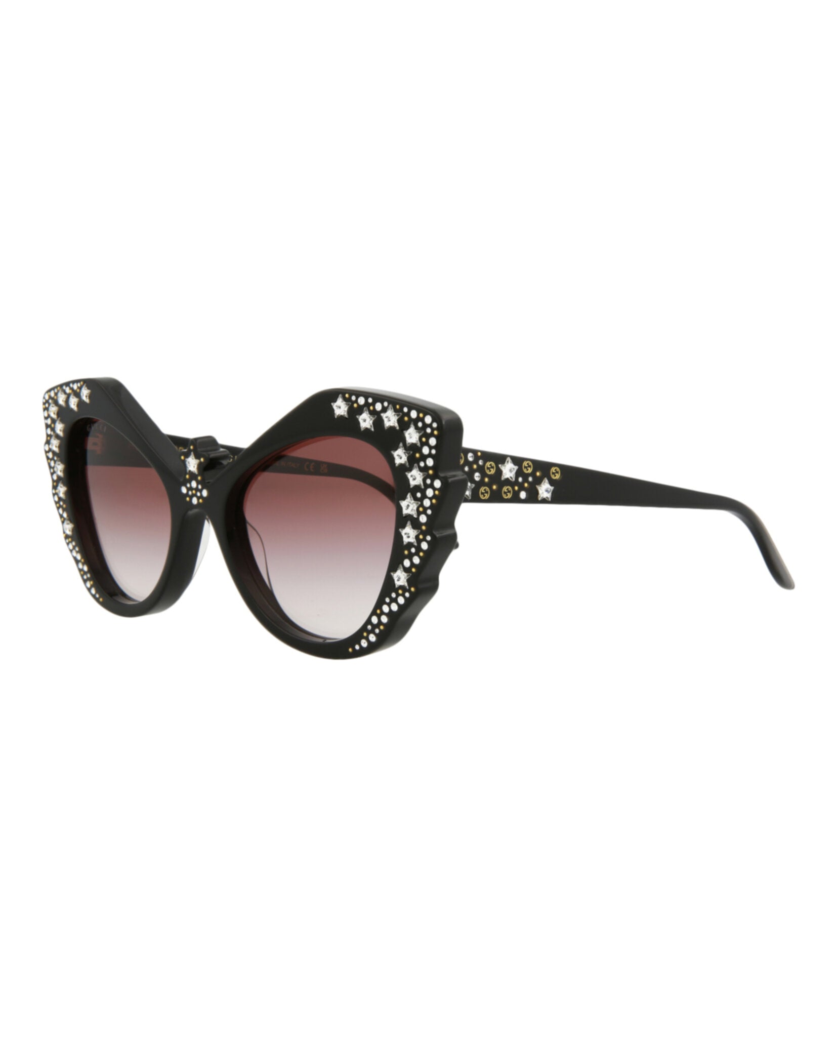 Gucci Womens Cat Eye Black Black Red Fashion Designer Eyewear
