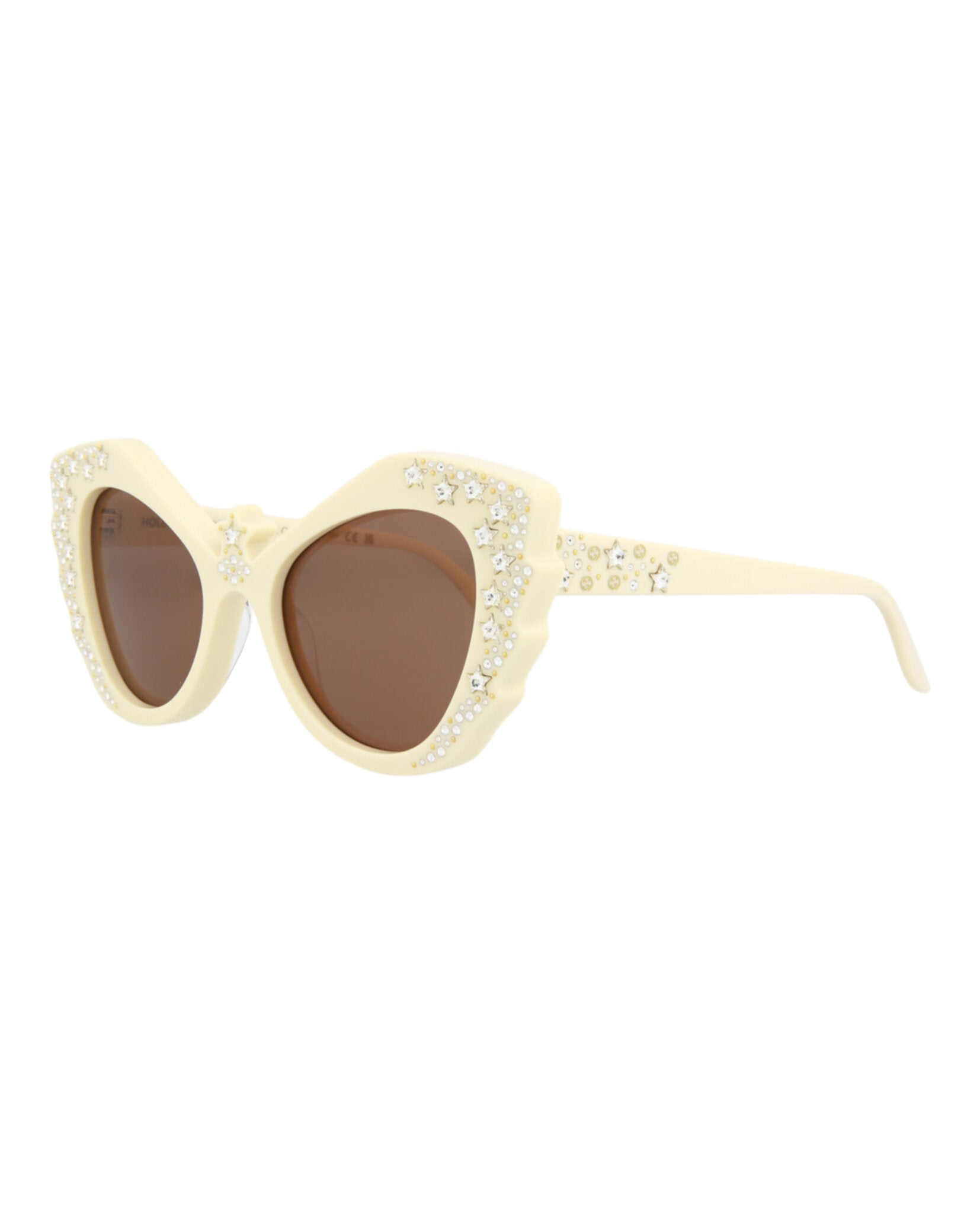 Gucci Womens Cat Eye Ivory Ivory Brown Fashion Designer Eyewear