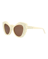 Gucci Womens Cat Eye Ivory Ivory Brown Fashion Designer Eyewear