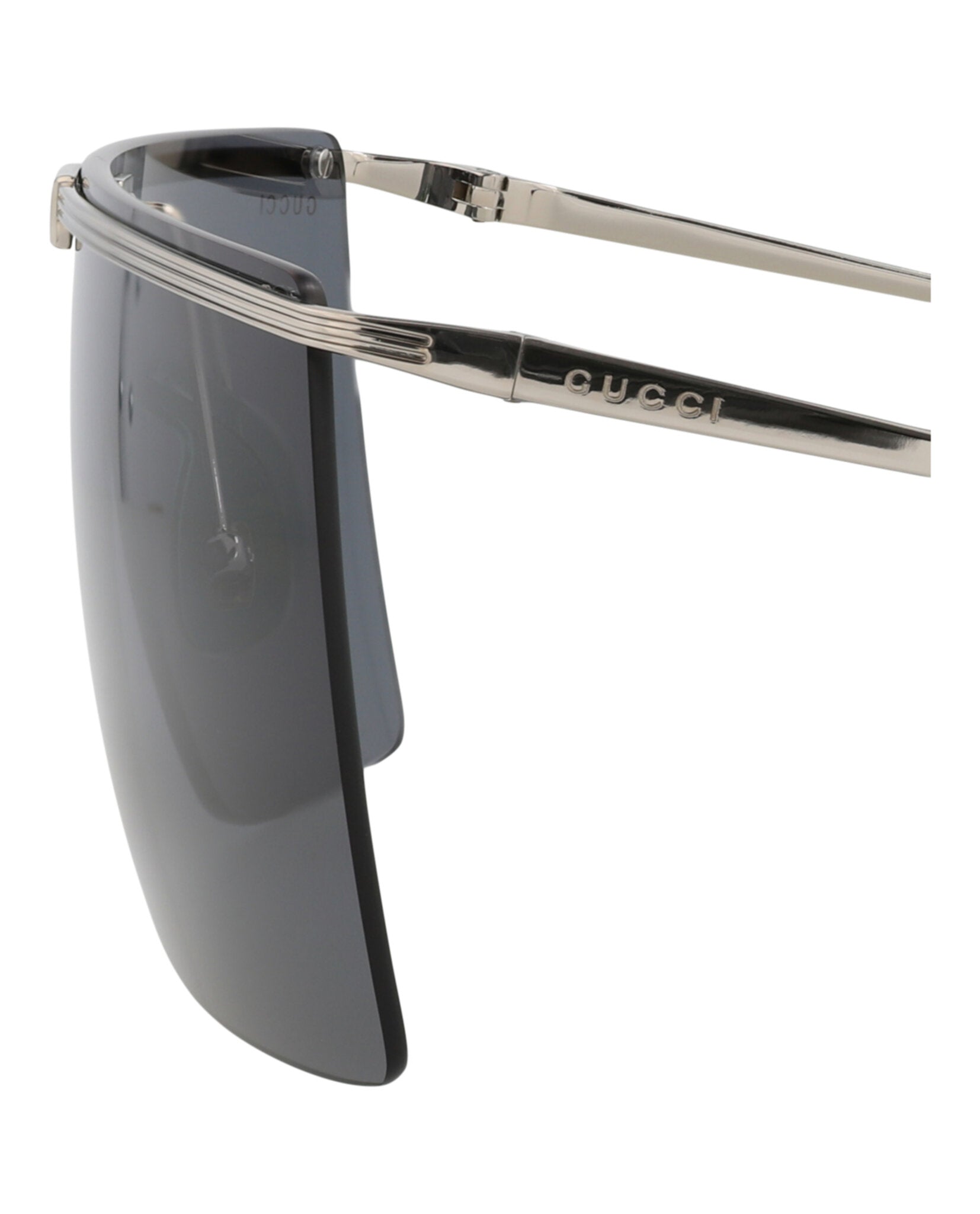 Gucci Mens Shield/Wrap Silver Silver Grey Fashion Designer Eyewear