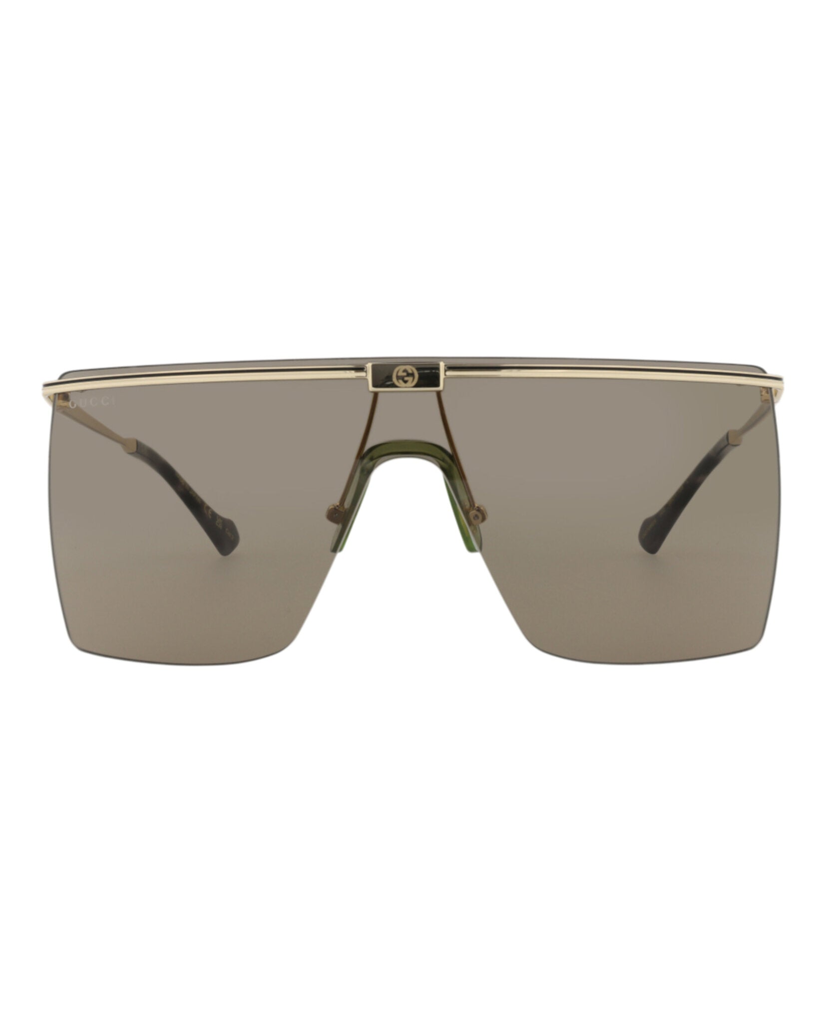 Gucci Mens Shield/Wrap Gold Gold Brown Fashion Designer Eyewear