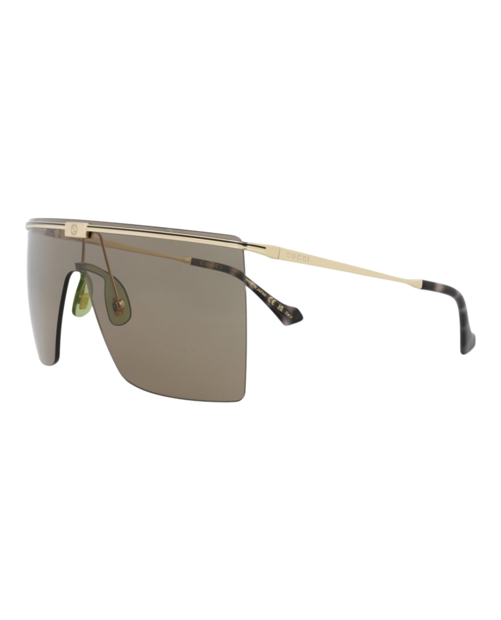 Gucci Mens Shield/Wrap Gold Gold Brown Fashion Designer Eyewear