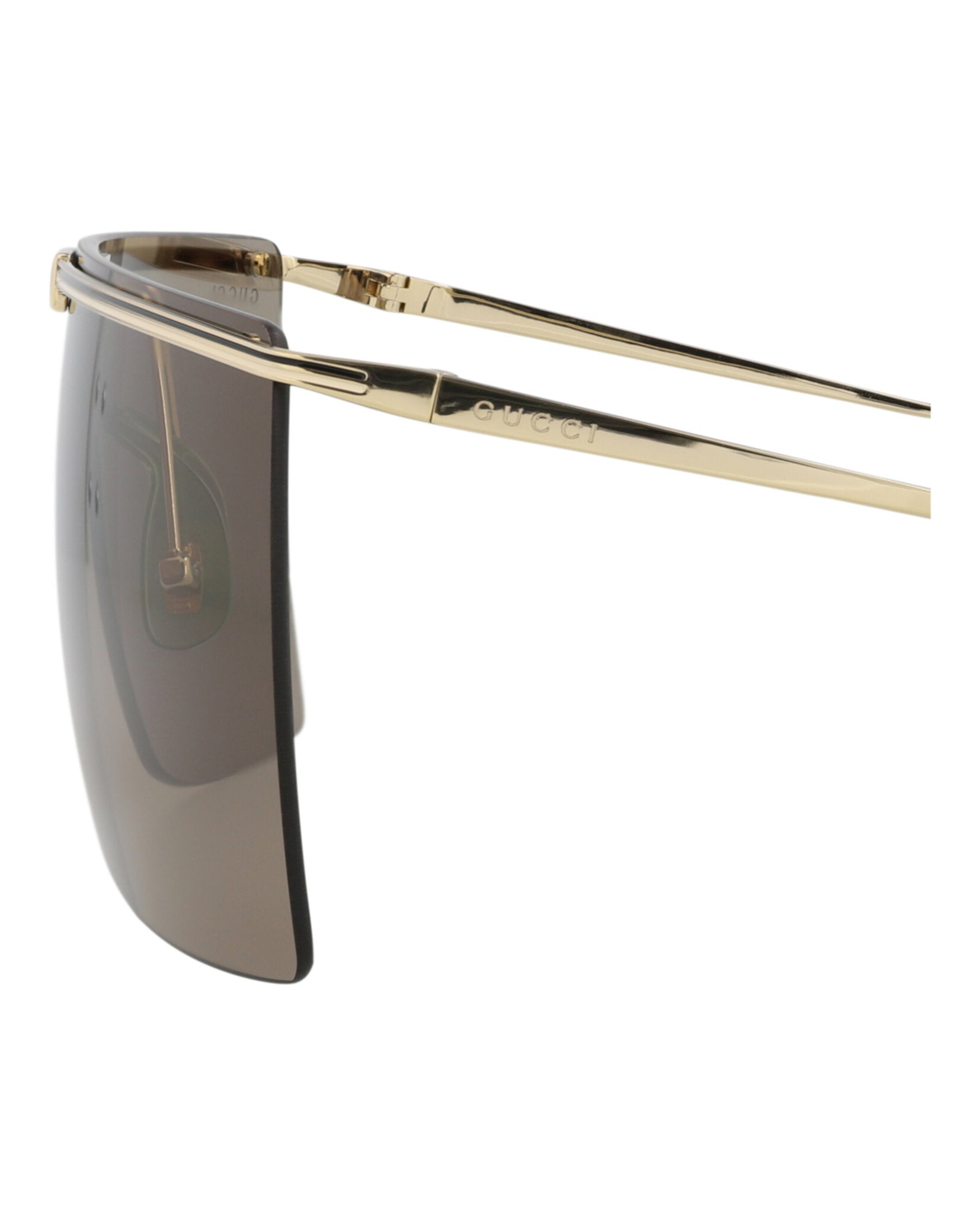 Gucci Mens Shield/Wrap Gold Gold Brown Fashion Designer Eyewear