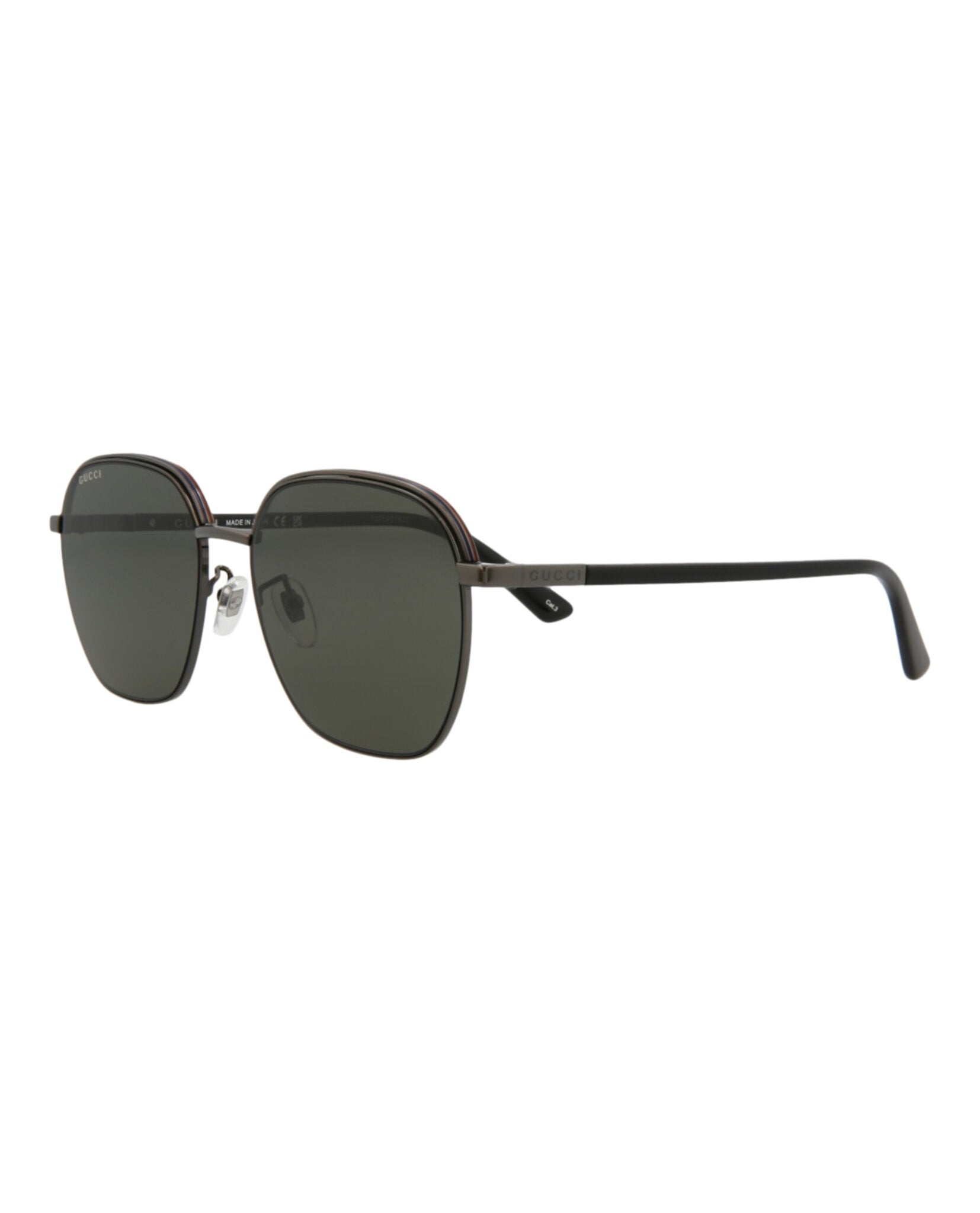 Gucci Mens Square/Rectangle Ruthenium Ruthenium Grey Fashion Designer Eyewear