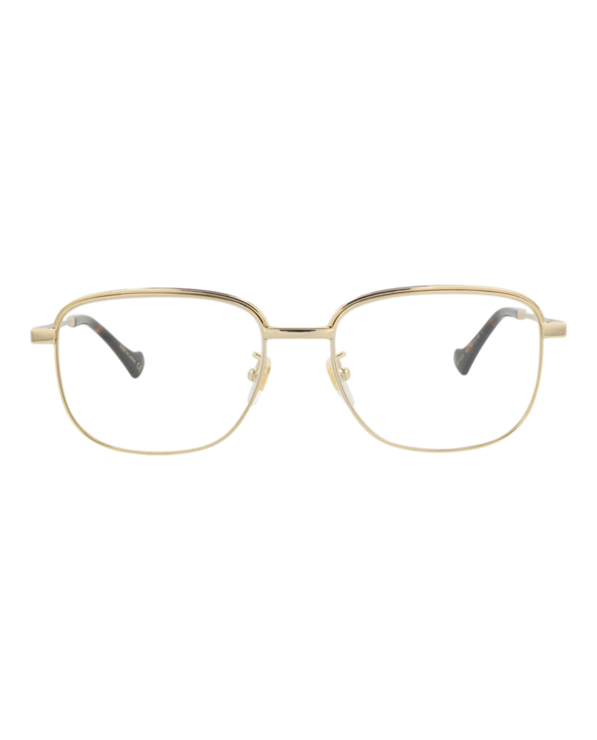 Gucci Mens Square/Rectangle Gold Gold Transparent Fashion Designer Eyewear