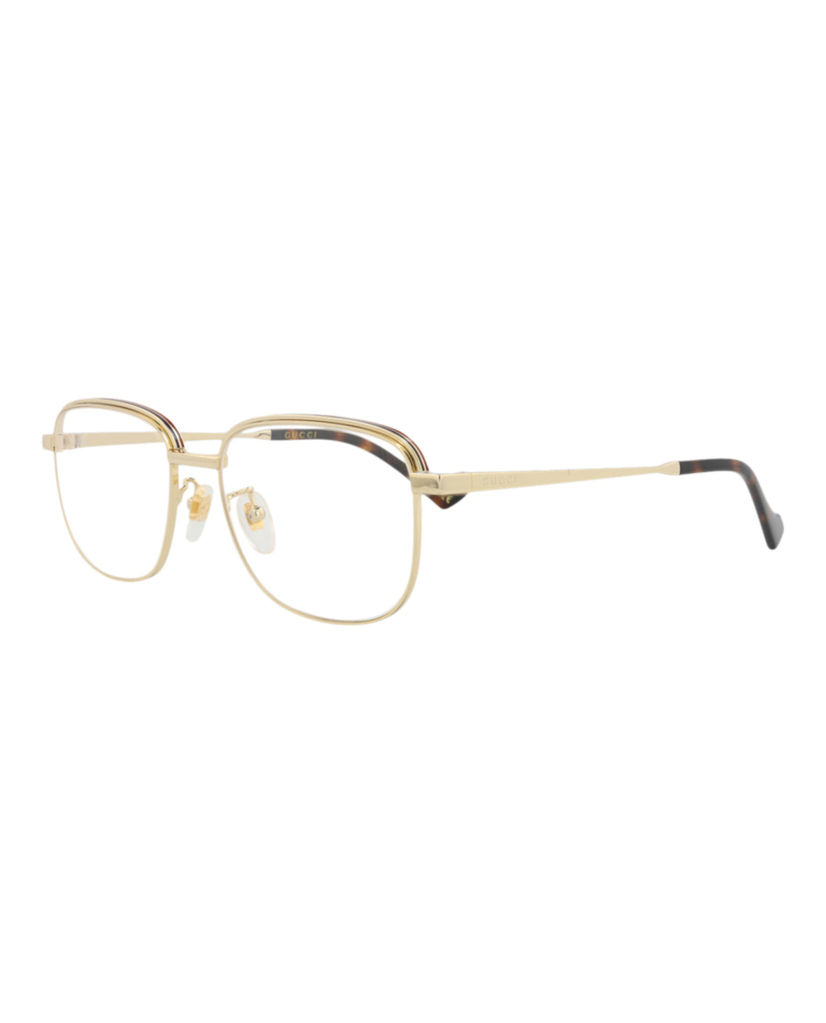 Gucci Mens Square/Rectangle Gold Gold Transparent Fashion Designer Eyewear