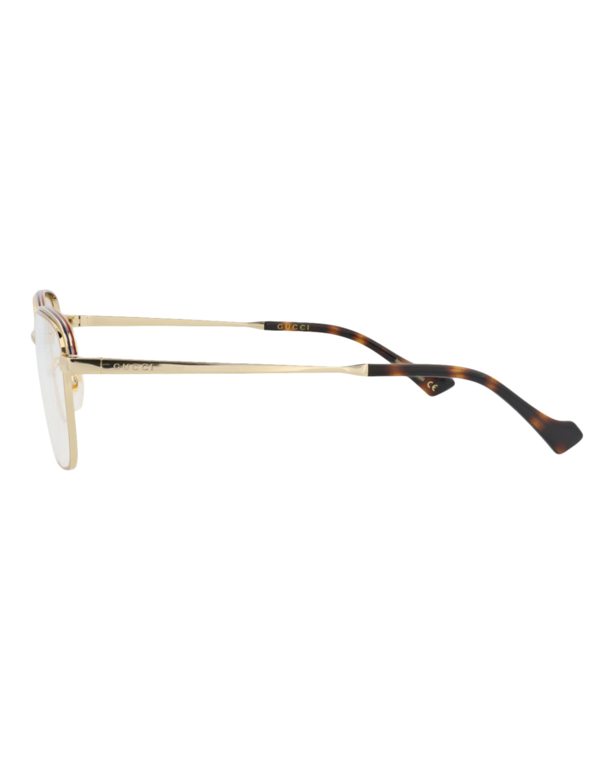 Gucci Mens Square/Rectangle Gold Gold Transparent Fashion Designer Eyewear