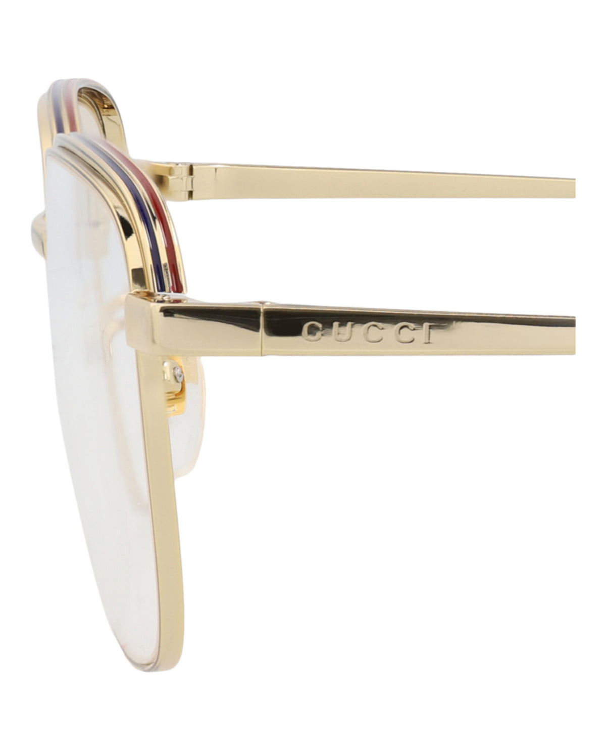 Gucci Mens Square/Rectangle Gold Gold Transparent Fashion Designer Eyewear