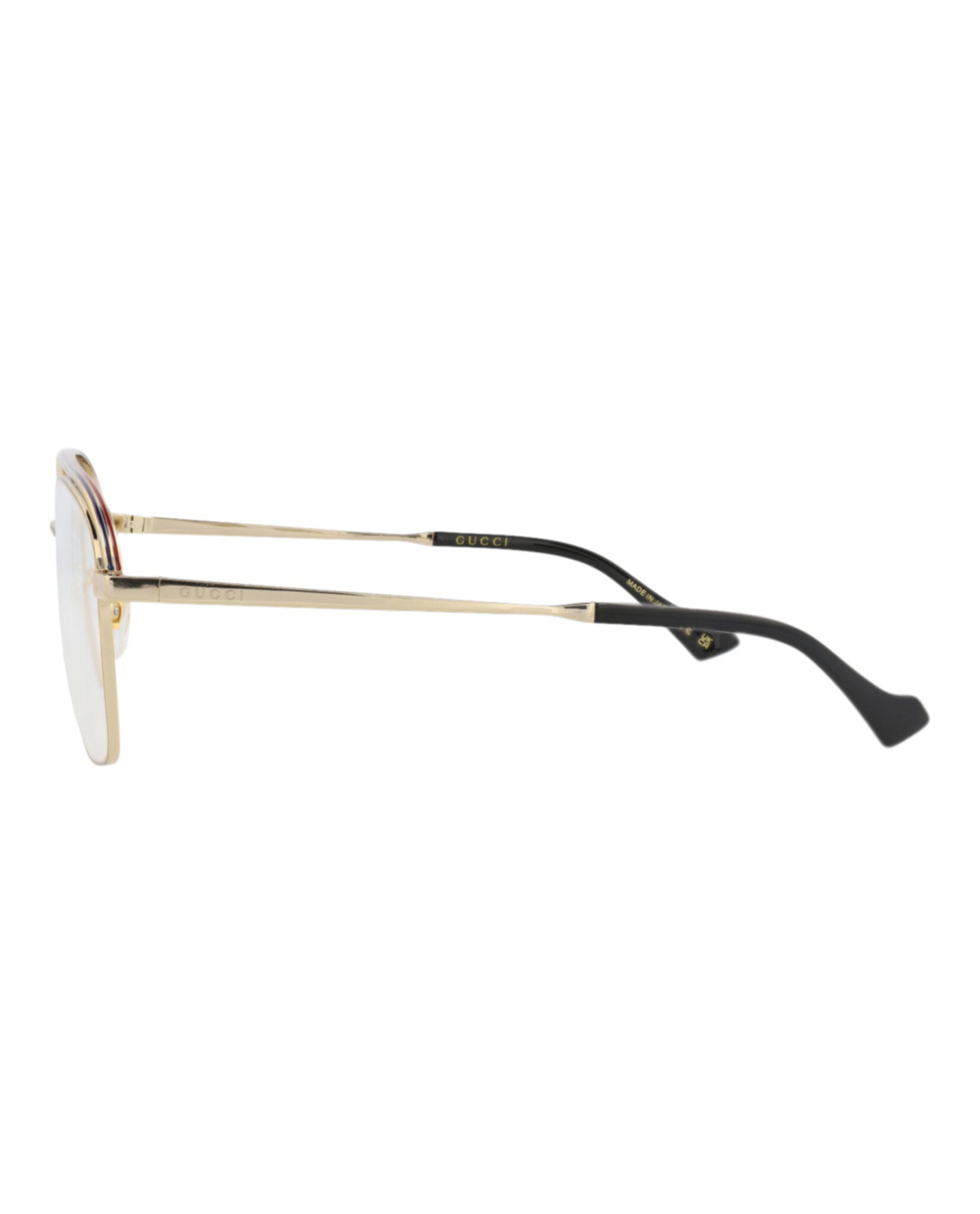 Gucci Gucci Mens Square/Rectangle Gold Gold Transparent Fashion Designer Eyewear